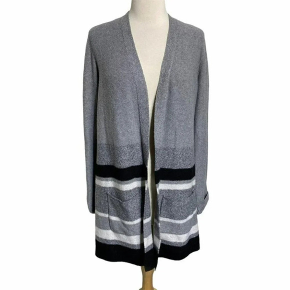 Ana S gray/black/white‎ long open cardigan LNC